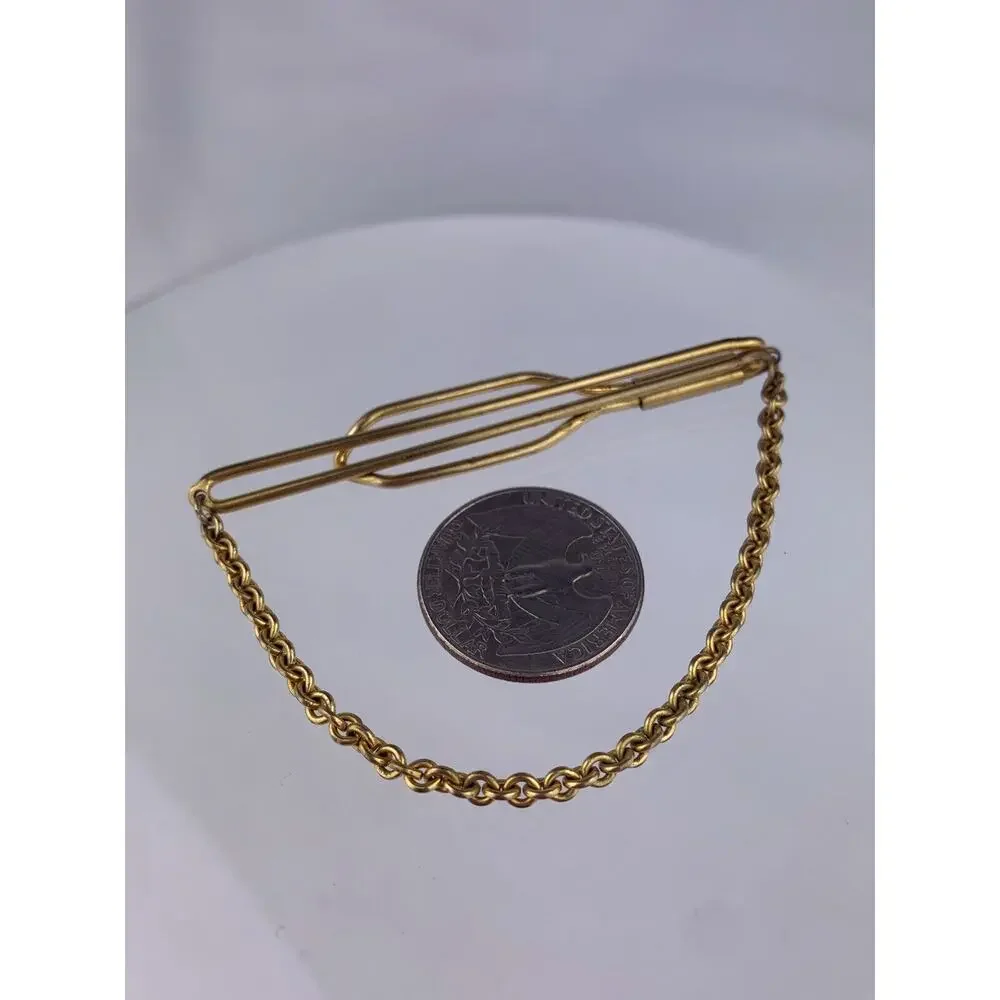 Retro Open Body Tie Bar Tie Clip Gold Plated Cable Chain Simple Formal Vintage